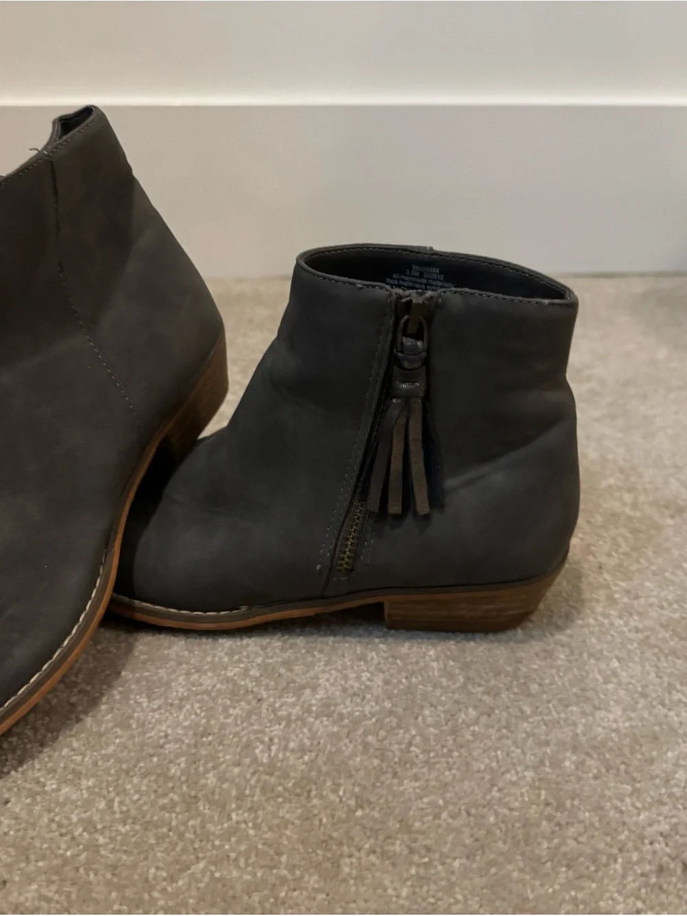 Tucker and Tate Girls Gray Faux Suede Ankle Boots with Side Tassel Zipper